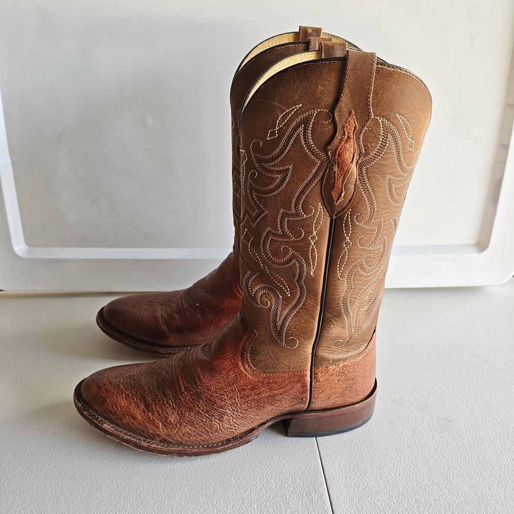 Tony Lama Boots Mens Size 8D Brown Ostrich Leather Western Cowboy TL5375